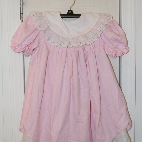 Vintage Childs Dress BRYAN Size 5 Pink White with Lace - Picture 1 of 5